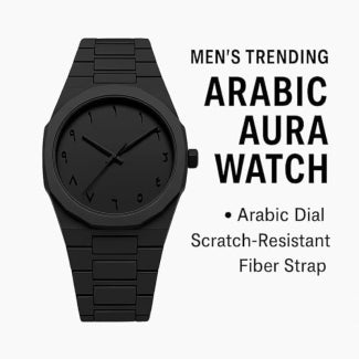 Arabic Aura Watch 2025 Black Modern Creative Design Waterproof Stainless Steel Chain Quartz Movement